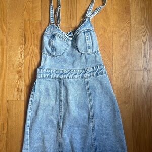 Blue Denim Dress with Straps